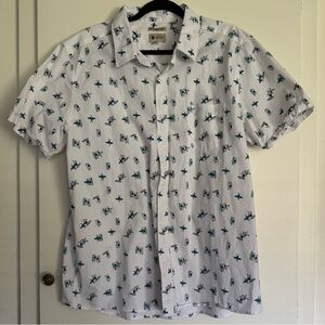 Haggar Clothing Men's Button Down Shirt Size XXL White Short Sleeve Surf Boards